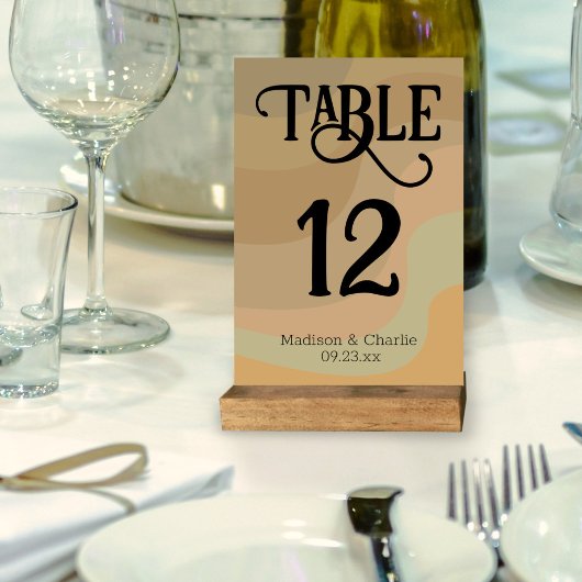 Aarde Retro Swirls Bruiloft Kaart