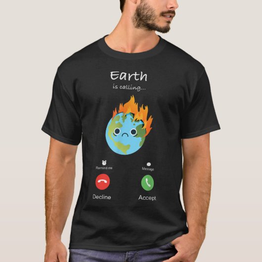 Aarde Roept Klimaatverandering Klimaatbescherming  T-shirt (Voorkant)