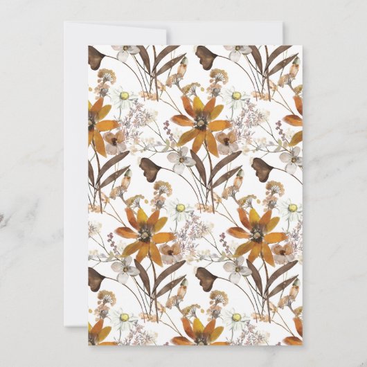 Aarde Rustiek Goud Bruin Herfst Wildbloemen Notitiekaartje (Achterkant)