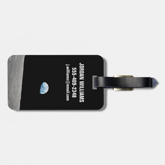 Aarde stijgt boven de maanhorizon. bagagelabel (Achterkant horizontaal)