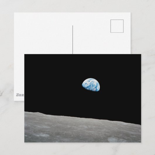 Aarde stijgt boven de maanhorizon. briefkaart (Voorkant / Achterkant)