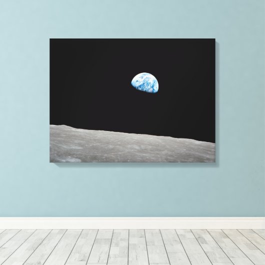 Aarde stijgt boven de maanhorizon. canvas afdruk (Insitu (Houten vloer))
