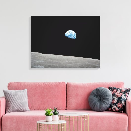 Aarde stijgt boven de maanhorizon. canvas afdruk (Insitu (Woonkamer))