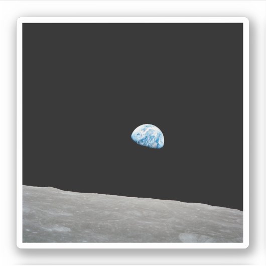 Aarde stijgt boven de maanhorizon. sticker (Voorkant)