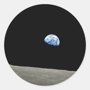 Aarde stijgt van maan ronde sticker