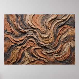 Aarde Stroom Houtnerf Abstracte Poster