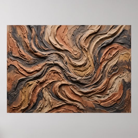 Aarde Stroom Houtnerf Abstracte Poster (Voorkant)