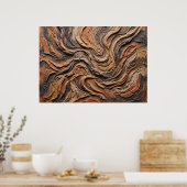 Aarde Stroom Houtnerf Abstracte Poster (Keuken)
