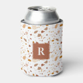 Aarde Terrazzo Artisan Patroon Monogram Blikjeskoeler (Blikje Voorkant)