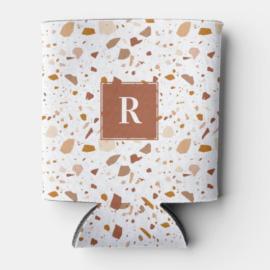 Aarde Terrazzo Artisan Patroon Monogram Blikjeskoeler (Voorkant)