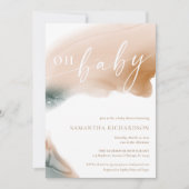 Aarde tint modern blauwgroen beige tan OH baby sho Kaart (Voorkant)