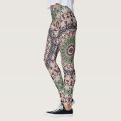 Aarde Tone Groen en Bruin Mandala Patroon Leggings (Links)