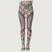 Aarde Tone Groen en Bruin Mandala Patroon Leggings (Voorkant)