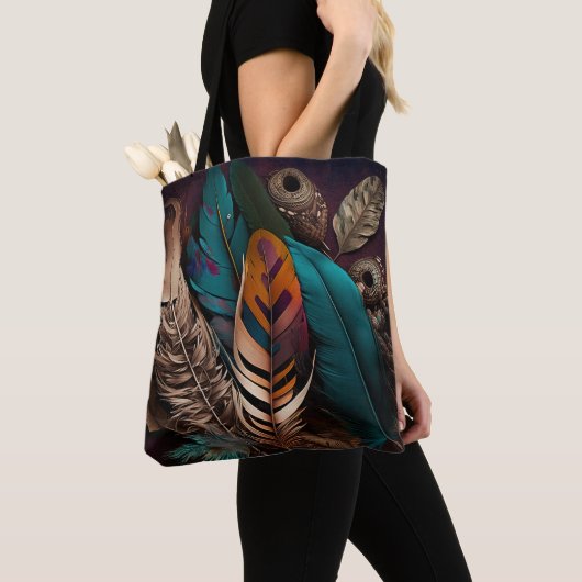  AARDE TONED BOHO FEATHERS TOTE BAG (Dichtbij)
