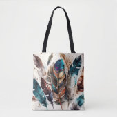  AARDE TONED BOHO FEATHERS TOTE BAG (Voorkant)