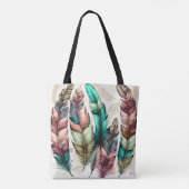  AARDE TONED BOHO FEATHERS TOTE BAG (Achterkant)