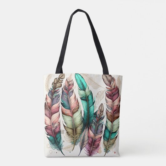 AARDE TONED BOHO FEATHERS TOTE BAG (Achterkant)