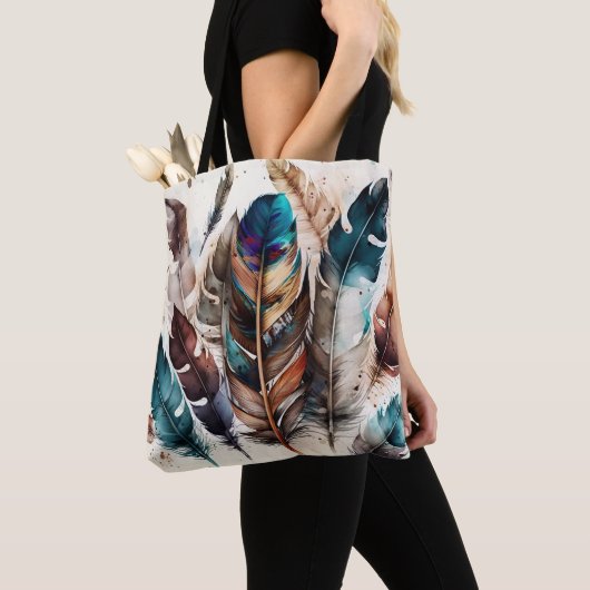  AARDE TONED BOHO FEATHERS TOTE BAG (Dichtbij)