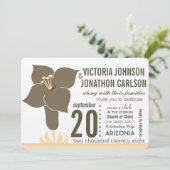 Aarde Tonen Art Deco Moderne Lelie Bruiloft Kaart (Staand voorkant)