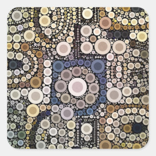 Aarde Tonen Concentrische cirkels Vierkante Sticker