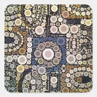 Aarde Tonen Concentrische cirkels Vierkante Sticker