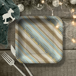 Aarde Tonen Gouden Kerstmispatroon#28 ID1009 Papieren Bordje