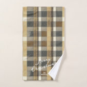 Aarde Tonen Gouden Kerstmispatroon#7 ID1009 Bad Handdoek (Handdoek)