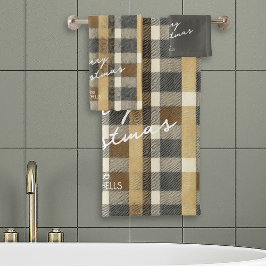 Aarde Tonen Gouden Kerstmispatroon#7 ID1009 Bad Handdoek