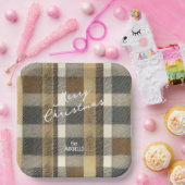 Aarde Tonen Gouden Kerstmispatroon#7 ID1009 Papieren Bordje (Feest)