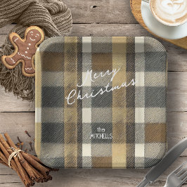 Aarde Tonen Gouden Kerstmispatroon#7 ID1009 Papieren Bordje