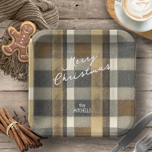 Aarde Tonen Gouden Kerstmispatroon#7 ID1009 Papieren Bordje