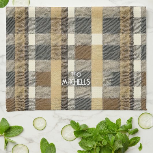 Aarde Tonen Gouden Kerstmispatroon#7 ID1009 Theedoek (Gevouwen)