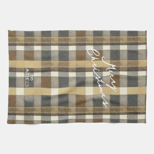 Aarde Tonen Gouden Kerstmispatroon#7 ID1009 Theedoek (Horizontaal)