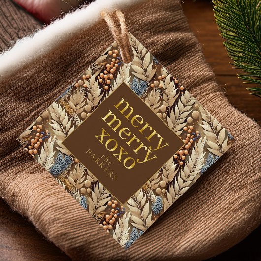 Aarde Tonen Kerst Merry Patroon # 21 ID1009 Bedankjes Labels