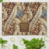 Aarde Tonen Kerst Merry Patroon # 21 ID1009 Theedoek (Gevouwen)