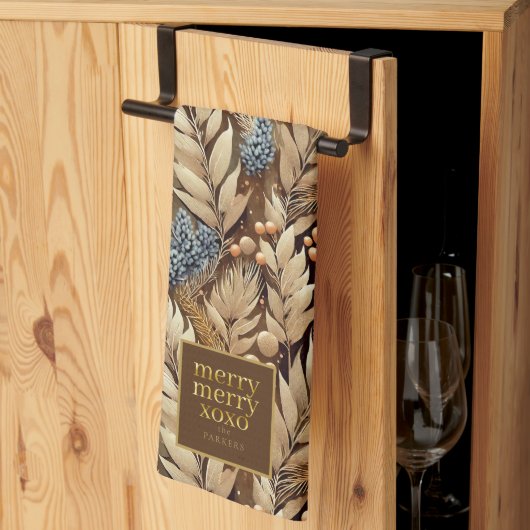 Aarde Tonen Kerst Merry Patroon # 21 ID1009 Theedoek (Derde Gevouwen)