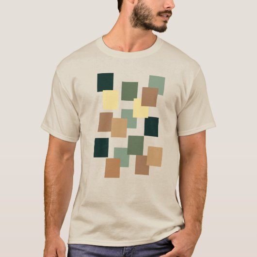 Aarde Tonen Modern Geometrisch Rechthoek ontwerp T-shirt (Voorkant)