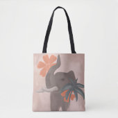 Aarde tones Elephant minimalistische kunst Tote Bag (Voorkant)