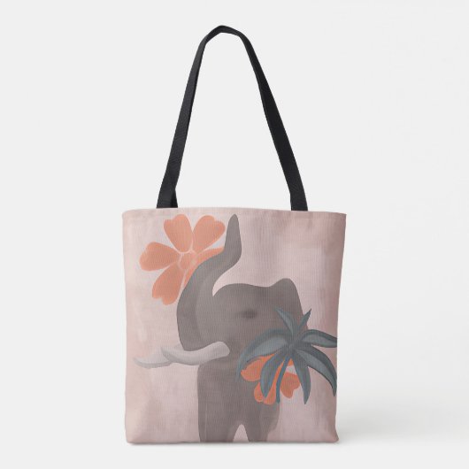 Aarde tones Elephant minimalistische kunst Tote Bag (Achterkant)