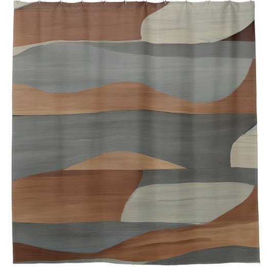 Aarde tongen abstract, levend randhout douchegordijn (Voorkant)