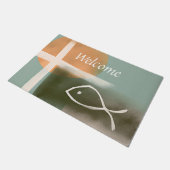 Aarde tongen kruisen en vissen minimalistische kun deurmat (Schuin)