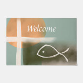 Aarde tongen kruisen en vissen minimalistische kun deurmat (Voorkant)