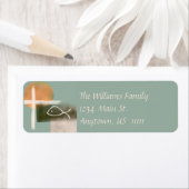 Aarde tongen kruisen en vissen minimalistische kun etiket (Insitu)