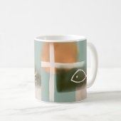 Aarde tongen kruisen en vissen minimalistische kun koffiemok (Voorkant rechts)