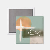 Aarde tongen kruisen en vissen minimalistische kun magneet (Voorkant / Achterkant)