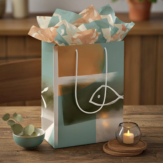 Aarde tongen kruisen en vissen minimalistische kun medium cadeauzakje