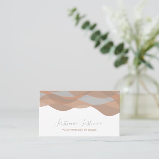 Aarde tont abstracte golven kalligrafie visitekaartje (Staand voorkant)
