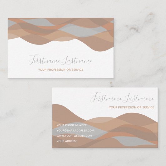 Aarde tont abstracte golven kalligrafie visitekaartje (Voorkant / Achterkant)