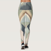 Aarde toon art deco geometrisch patroon leggings (Achterkant)