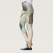 Aarde toon art deco geometrisch patroon leggings (Links)